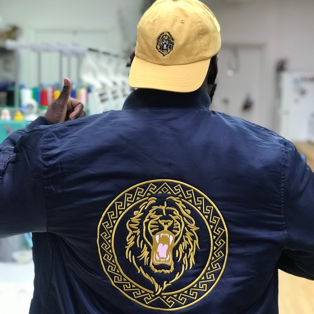 Custom blue jackets “LION WHAMM”🦁🦁🦁🔥🔥🔥